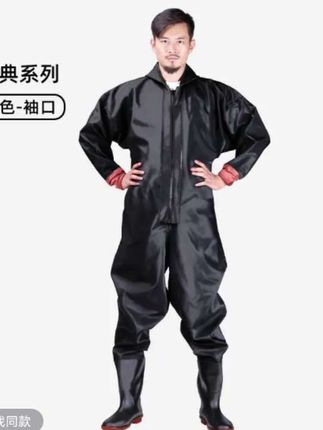 加厚全身下水裤男涉水裤水鞋连体防水雨裤雨鞋一体挖藕下水裤男款