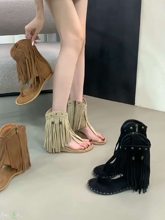 #波西米亚凉鞋 #罗马凉鞋女 #凉靴女 #夹趾凉靴 #百搭凉靴