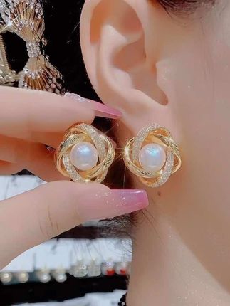 优雅炫彩百搭气质珠珠耳钉耳环#时尚饰品 #精品耳饰 #珍珠