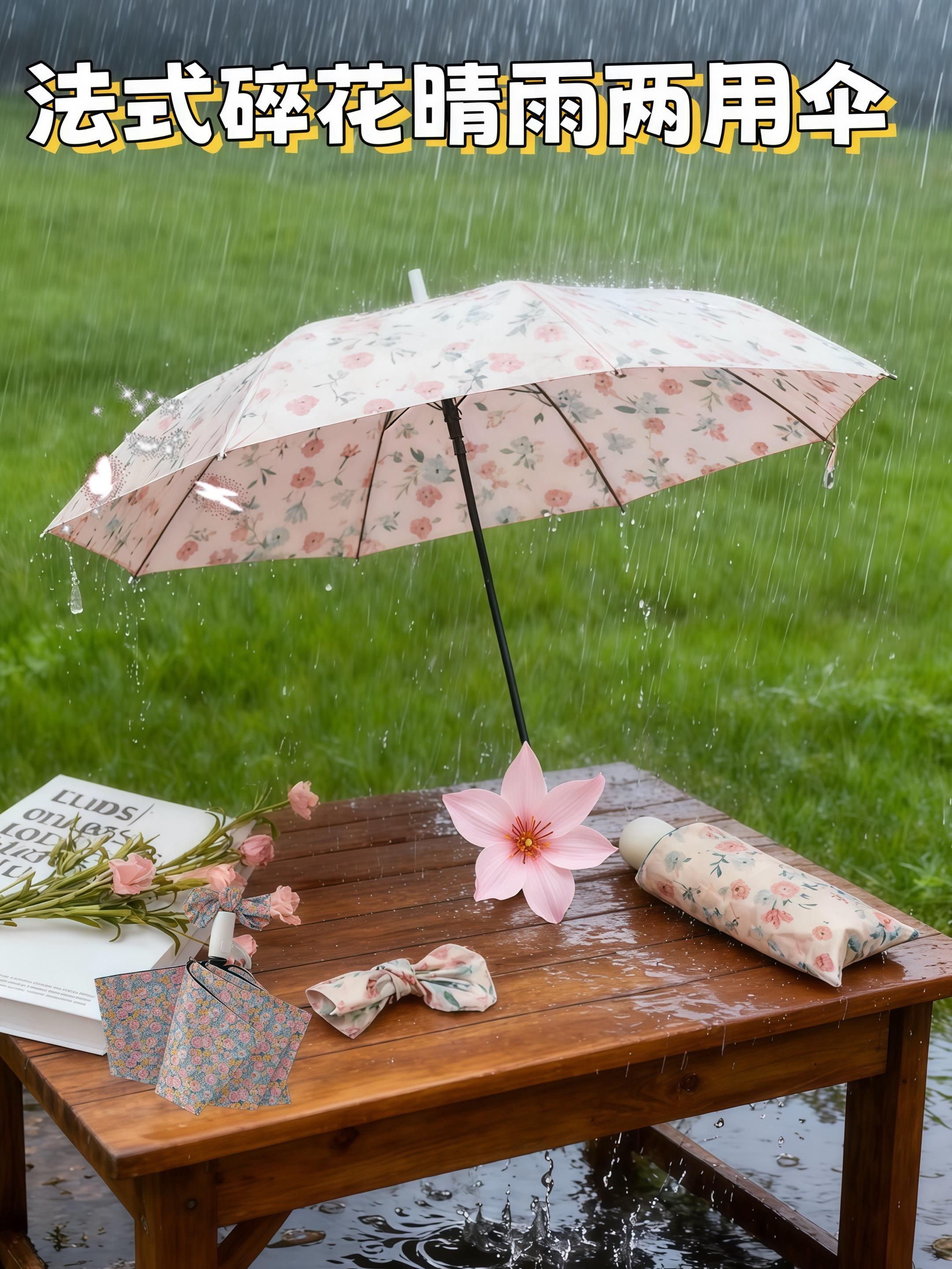 法式碎花晴雨两用伞。#晴雨两用伞 #好物推荐🔥 #自动雨伞 #出门必备 #出差旅行必备 @DOU+上热门