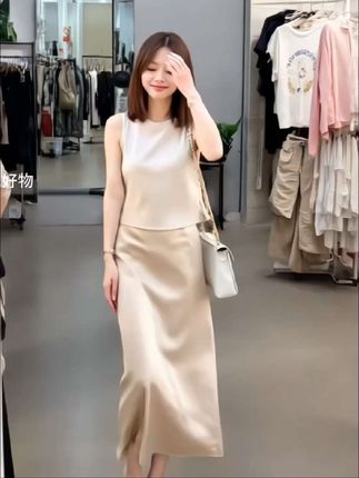 #夏季轻熟御姐穿搭气质优雅感大方得体套装#女士小香风缎面上衣套装裙潮流穿搭#实穿主义的春夏穿搭大赏#时髦百搭 #怎么穿都好看穿出自己的风#夏季穿搭