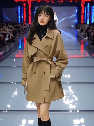 风衣女小个子2025年春秋新款韩风chic设计感高级感中长款小众外套 #风衣外套女 #小个子穿搭 #设计感风衣外套 #中长款大衣 #小众外套女