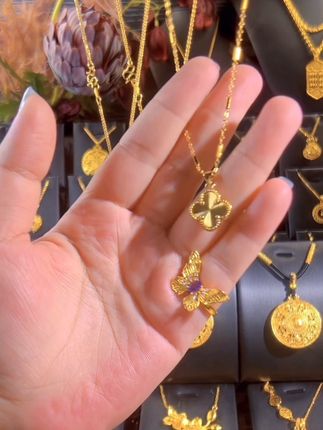 【吊坠+链条】镀K金新中式轻奢不掉色饰品简约气质锁骨链百搭#时尚饰品#强烈推荐 #幸运草