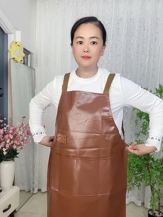 【网红加长过膝PU皮防水围裙软皮厨房餐饮成人做饭无袖工作:/ 围腰专用】#围裙#面料柔软舒适 #防水防油#厨房好物 #质量杠杠滴