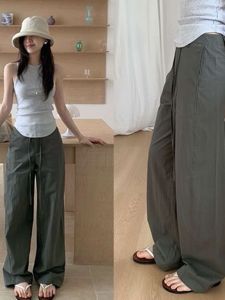 Miss sumey1161自制复古分割中低腰宽松抽绳工装裤辣妹高街镰刀裤#夏日穿搭#谁穿谁好看#遮肉显瘦#轻薄透气#夏日必备