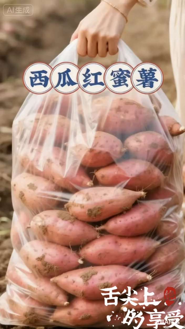 #强烈推荐 产自优质沙地,瓜红蜜薯个头匀净、表皮红润。 烤后流心蜜糖直冒,甜香浓郁不齁。从田间现挖直发,锁住新鲜与甜糯,是秋冬解馋、居家快手美食的绝佳选择~ #沙地蜜薯 #流心糖心 #优质农产品#软糯香甜