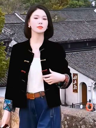 琉璃月双面两穿中式上衣,气质休闲百搭长袖外套#中式上衣 #春秋新款 #时髦穿搭 #时尚气质穿搭 #减龄显瘦穿搭
