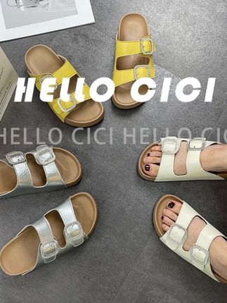 【运费补贴】欧若风博肯厚底松糕拖外穿夏新款韩版拖沙滩拖凉拖6054#夏季凉鞋 #女鞋推荐 #女鞋穿搭 #百搭女鞋 #休闲凉拖鞋