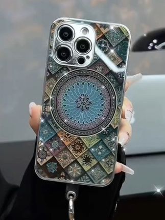 电镀玻璃适用苹果/oppo/华为/vivo/小米五彩图腾蓝莲花创意手机壳#防摔手机壳#好物推荐🔥