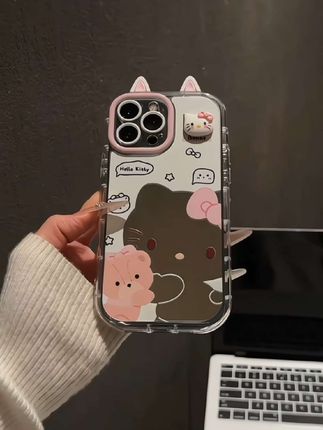 奶呼呼哒镂空小熊Kitty猫镜面手机壳,小众设计感少女心满满#这个手机壳真的长在我心巴上了 #仙女必备 #这也太好看了