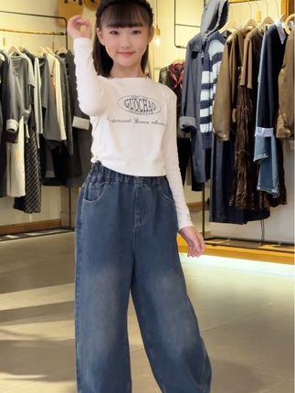 女童加绒加厚保暖牛仔裤#冬季必备 #抗寒保暖