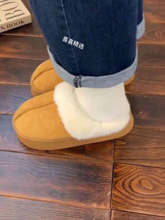 哇塞,巨保暖的加绒半拖!! 软乎乎的 好舒服#加绒半拖雪鞋#半拖雪地靴#毛毛半拖鞋外穿 #保暖必备 #加绒鞋子