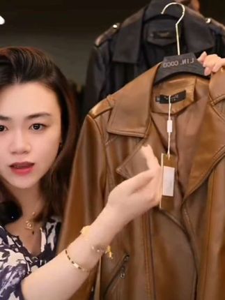 【COCO林可可】908海宁真皮皮衣女短款皮夹克西服领修身皮衣外套女