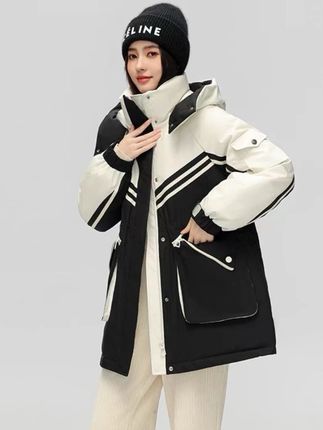 韩版撞色拼接连帽外套时尚休闲保暖棉服 #韩版#撞色拼接#时尚#休闲#连帽外套