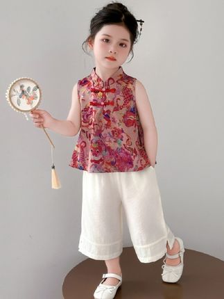 女童夏季汉服套装#女童穿搭 #夏季穿搭 #甜美穿搭 #女童短袖套装 #古风套装