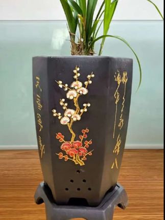 宜兴花盆兰花专用多肉植物盆景盆陶瓷家用阳台盆景带托盘促销包邮。