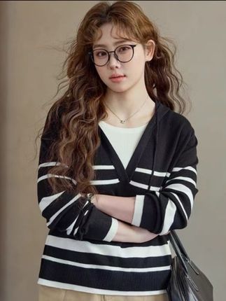 (725)大码胖MM设计感时尚宽松显瘦简约风假两件连帽针织衫春秋季#大码针织打底衫#胖mm穿搭#假两件显瘦针织衫#春秋穿搭#休闲百搭上衣