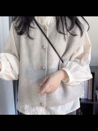 法式漂亮温柔风衬衫女秋季新款高级感宽松百搭针织马甲叠穿上衣#温柔风 #衬衫女 #秋季新款 #高级感 #宽松百搭