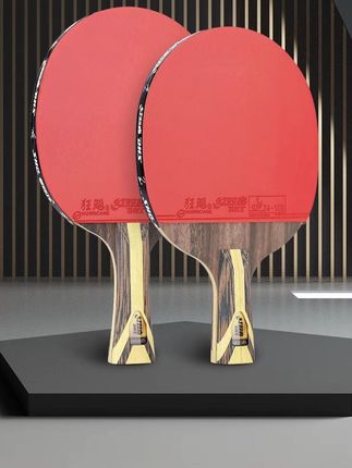 #红双喜乒乓球拍#9星正品专业级九星黑檀芳碳狂飚3比赛训练成品单拍#体育用品