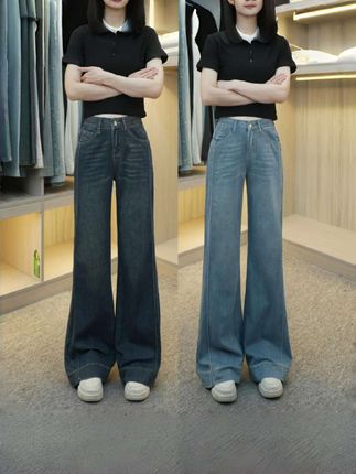 #女士喇叭牛仔裤#女士阔腿裤#面料柔软舒适#牛仔裤