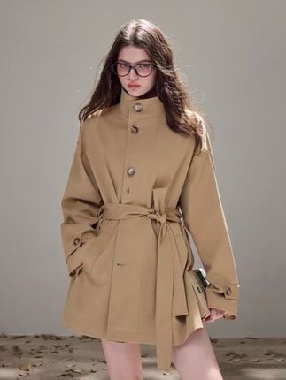 英伦风短款单排扣立领风衣韩系外套女2025秋季小个子收腰系带大衣#每日穿搭每日 #穿搭女装 #穿出高级感 #夏季穿搭 #高级感穿搭