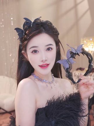 【高定鸢尾花发箍】早秋新款超仙气质增高颅顶蝴蝶流苏发箍#优雅气质 #美出新高度 #发箍这样戴好美 #名媛气质