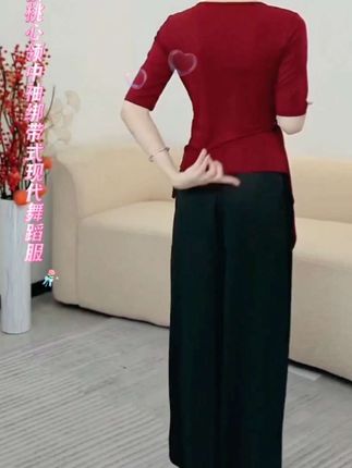 新款古典舞练功服时尚烫钻桃心领中袖成人女上衣绑带式现代舞蹈服#高级感穿搭 中袖上衣绑带代舞蹈服推荐