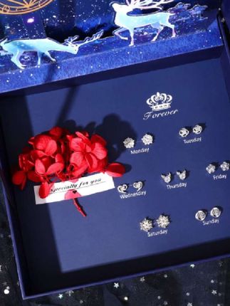 耳针一星期耳钉耳环七夕情人节礼物送女友老婆#优雅气质 #精美耳饰 #七夕送老婆