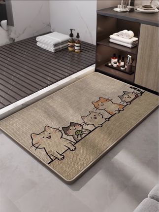 卫生间地垫编织亚麻吸水速干浴室厕所洗手间门口专用防滑脚垫地毯#吸水地垫 #地垫 #强烈推荐