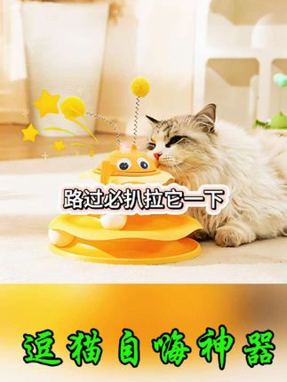 #不倒翁转盘猫猫玩具 很便宜给小猫买了个不倒翁玩具,没想到它很喜欢,希望能弥补对它的陪伴#猫玩具 #养猫人