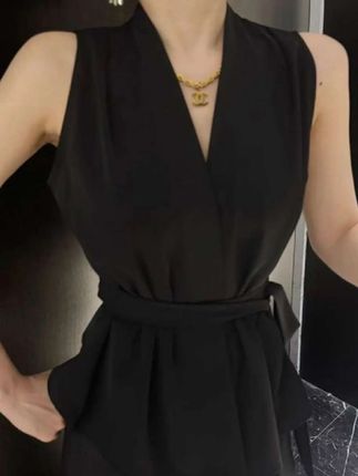 纯欲法式气质无袖背心女夏季新款修身显瘦高级感绑带外穿衬衫上衣@DOU+小助手