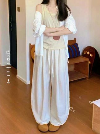 #夏日清爽开局指南 #创作者中心 #创作灵感 逃屿 【水洗不缩水全包边】亚麻冰丝阔腿裤女2025夏透气慵懒休闲裤#小清新穿搭 #新衣服可以治愈各种不开心