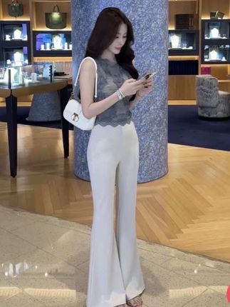 气质百搭修身高腰垂感微喇拖地裤黑色显瘦女士#百搭显瘦 #显高显瘦显腿长 #喇叭裤 #百搭裤子 #谁穿谁好看