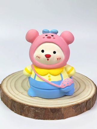 291/300 粉蓝黄三色搭配的小猪🐷熊#石膏小熊 #石膏娃娃涂鸦 #手绘 #治愈系 #每日分享