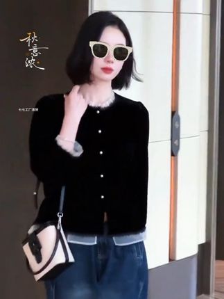 法式假两件衬衫2025年秋季新款百搭休闲显瘦设计感时尚丝绒上衣#时尚气质穿搭 #早秋穿搭 #打底衫搭配