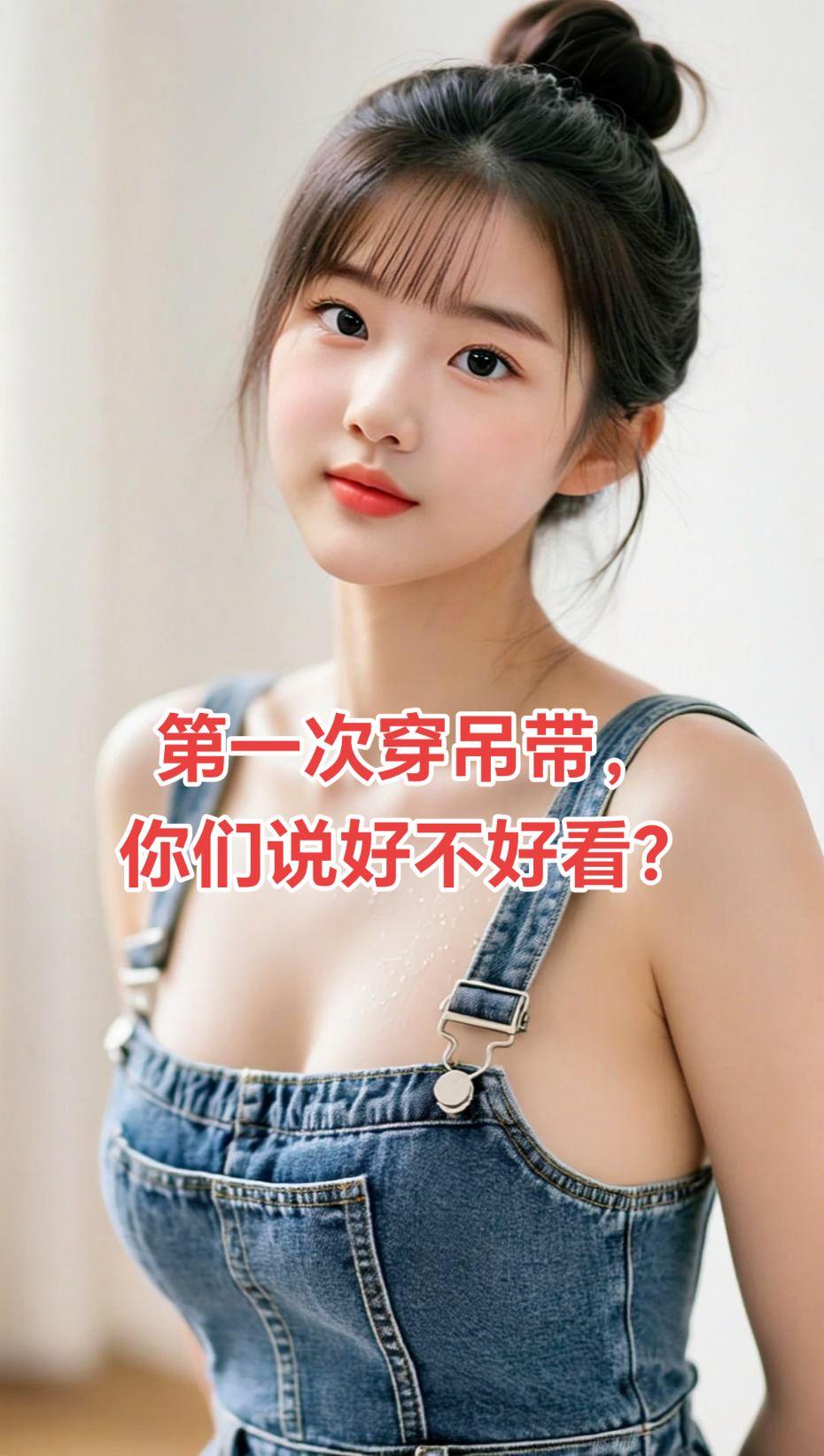 第一次穿吊带,你说好不好看?#抖音ai创作 #甜妹
