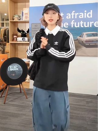 adidas阿迪达斯复古穿搭纯棉美式运动长袖POLO衫IZ4806#秋季新款#阿迪达斯#长袖T恤#美式穿搭#谁穿谁好看
