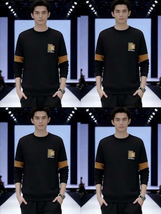 #潇洒T台风 长袖打底衫上衣#时尚男装