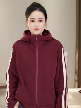 【沐沐】秋冬时尚百搭宽松休闲双面澳粒绒保暖加绒加厚连帽开衫外套#外套穿搭 #上衣 #衣服质量杠杠的好 #推荐 #好物推荐🔥