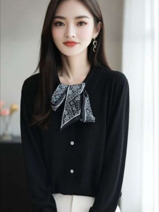 微胖mm春秋大码女士蝴蝶结毛衣遮肚子显瘦气质上衣内搭针织打底衫#宽松大码女装 #不挑年龄不挑身材 #谁穿谁好看不分年龄段