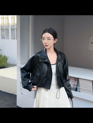 2025秋季新款甜酷辣妹明线口袋工装短外套夹克