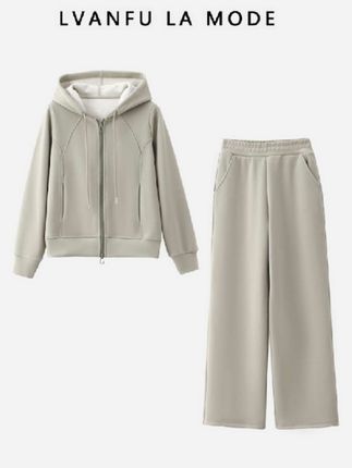 秋日暖意羊毛桑蚕丝重磅连帽休闲女士套装#秋冬新款 #休闲套装