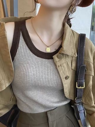 #上热门 【针织背心女装内搭2025春夏季新款设计感遮副乳打底小吊带上衣外穿】