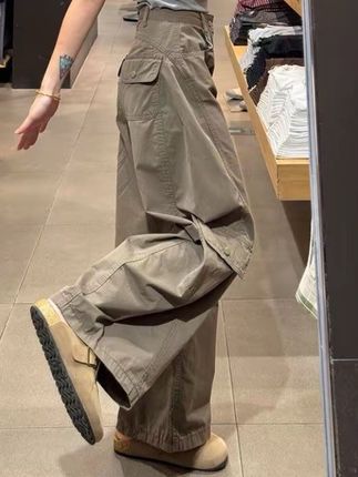 美式复古直筒休闲工装牛仔裤女高腰宽松垂感设计感弯刀阔腿裤#工装裤穿搭 #女装 #休闲裤 #百搭神裤 #无限回购的宝藏单品