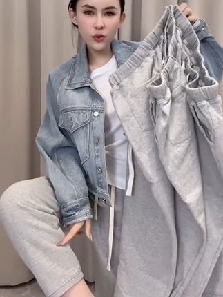 2025 早秋新款Aimeerosa/艾洛莎洋气百搭圈棉卫裤女夏季新款显瘦八分直筒休闲裤