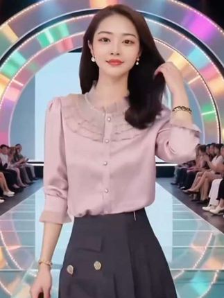 #法式衬衫 #2025秋季新款 #高级感穿搭 #粉色上衣 #显瘦减龄