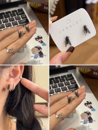 我的新耳钉 哈哈哈哈哈啊哈#昆虫 #玩个很新的东西 #抽象 ##离谱