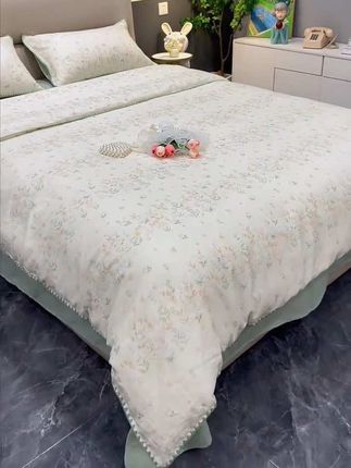 这款小清新#全棉双层纱四件套#全棉双层纱被套 越洗越柔软的那种巨舒服#纯棉四件套四季可用 #面料柔软舒适 #超便宜超划算
