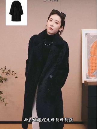 【CHENSMCHENXJCSO】进口西装领长款藏蓝色拉贡外 #陈什么陈#拉贡皮毛一体#高级感穿搭#又酷又飒的穿搭 #秋冬穿搭
