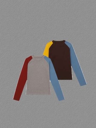 【 ⌜炫暖撞色⌟ 25秋冬腈纶自发热混纺拼接撞色柔软修身百搭打底衫】